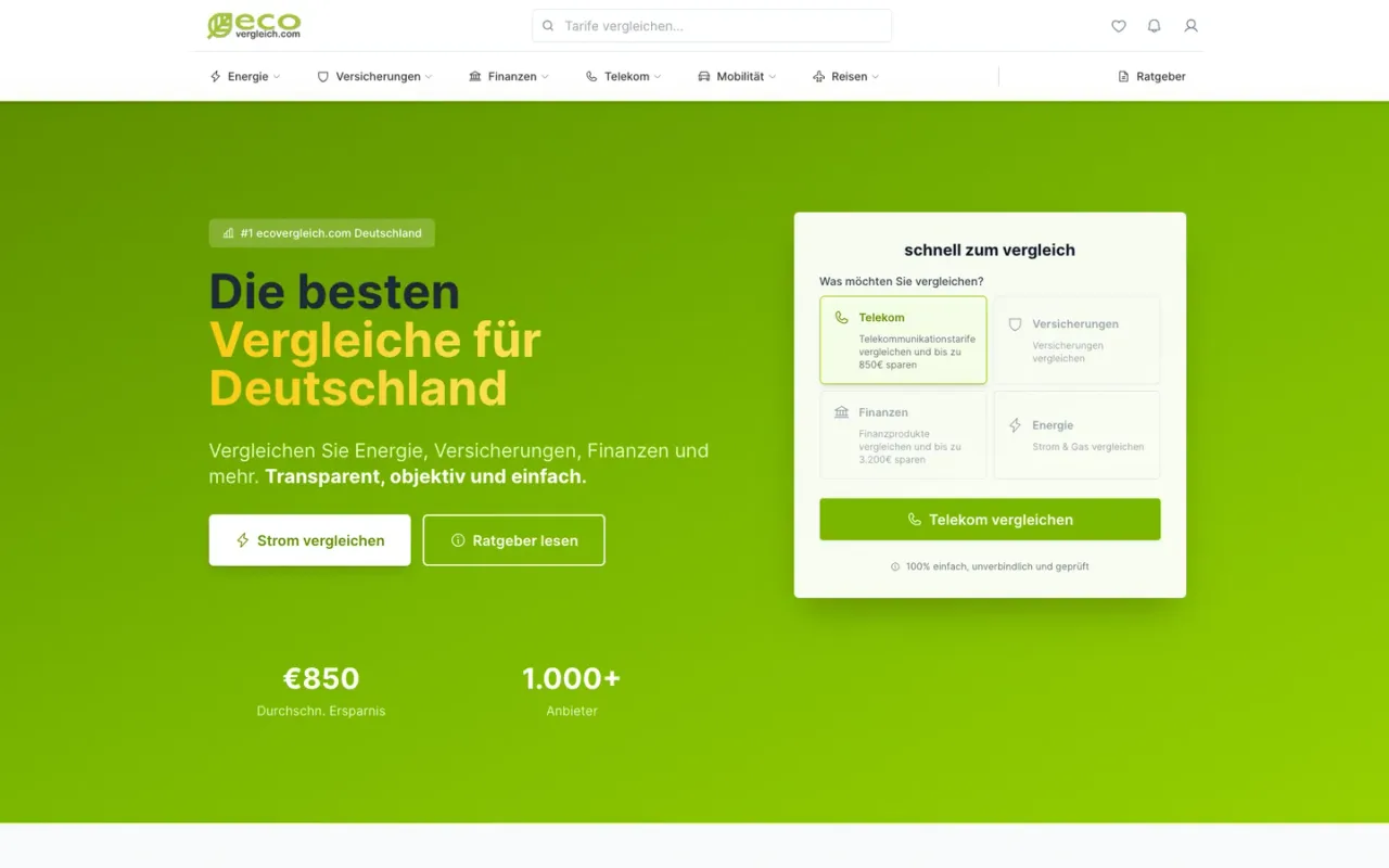 eco vergleich – Vergleichsportal für Energie & mehr