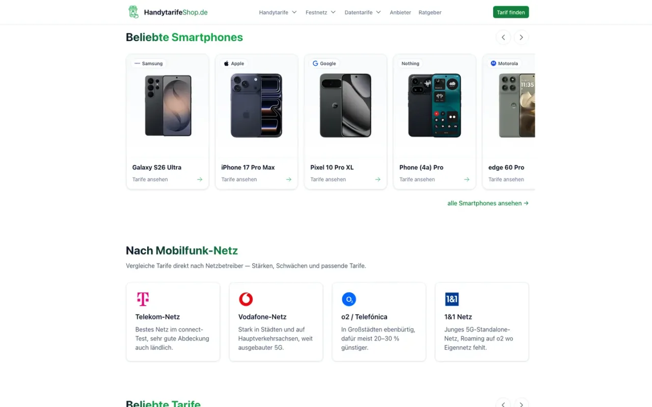 HandytarifeShop.de – Smartphones & Tarife vergleichen