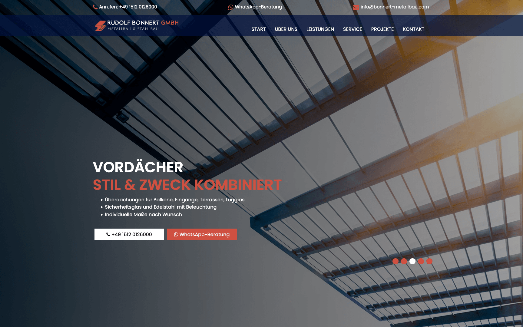 Screenshot 1: Rudolf Bonnert GmbH – Metallbau & Stahlbau