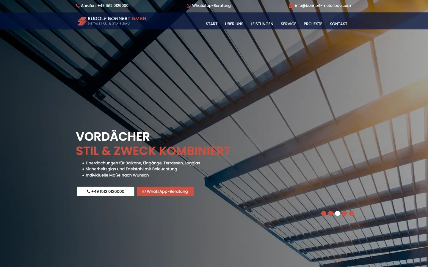 Screenshot 1: Rudolf Bonnert GmbH – Metallbau & Stahlbau