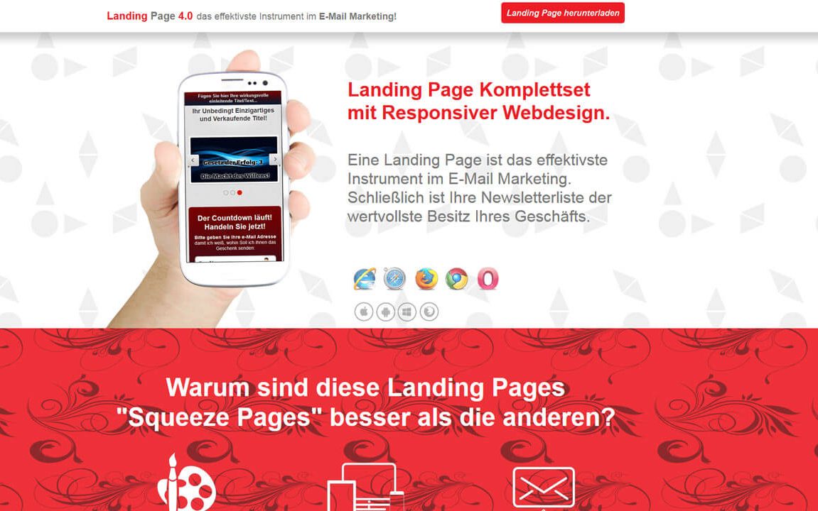 Screenshot: Landing Page 4.0 – Komplettset
