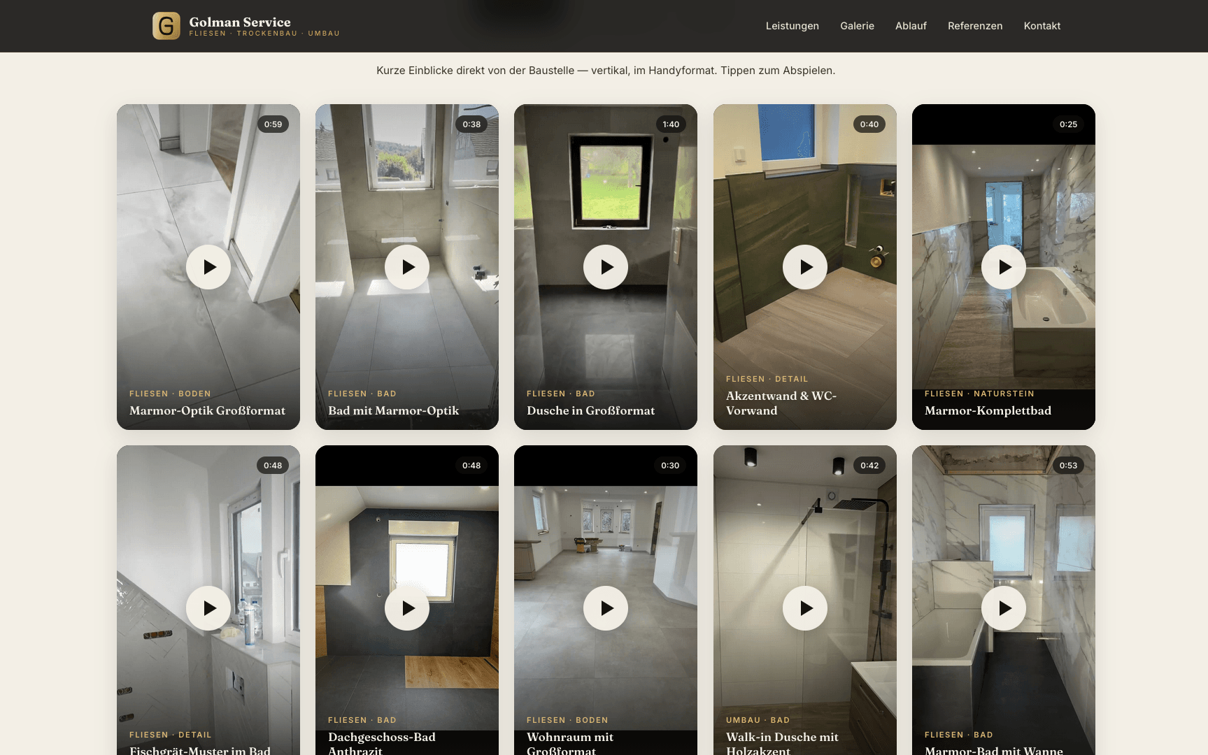 Screenshot 2: Golman Service – Fliesen & Handwerk im Saarland