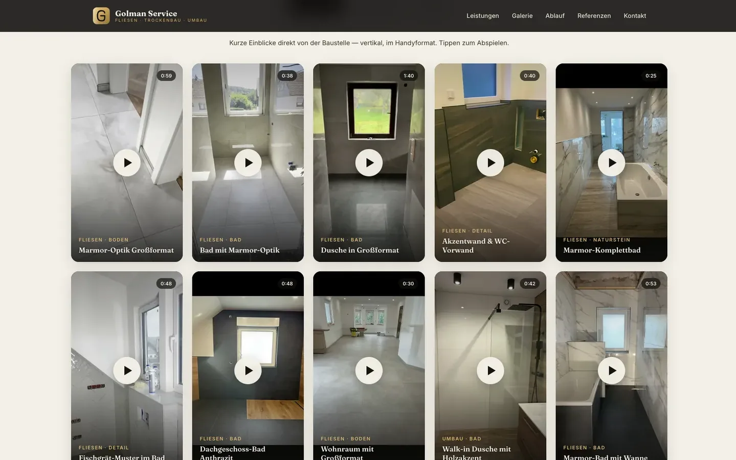 Screenshot 2: Golman Service – Fliesen & Handwerk im Saarland