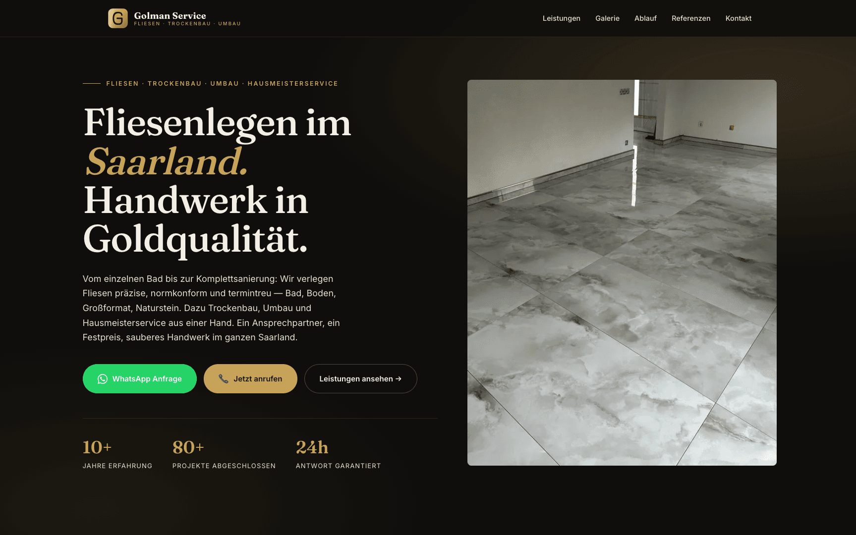 Screenshot 1: Golman Service – Fliesen & Handwerk im Saarland