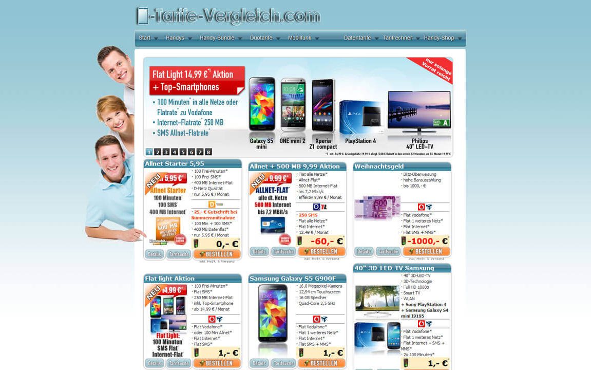 Screenshot: Handy-Tarife-Vergleich.com