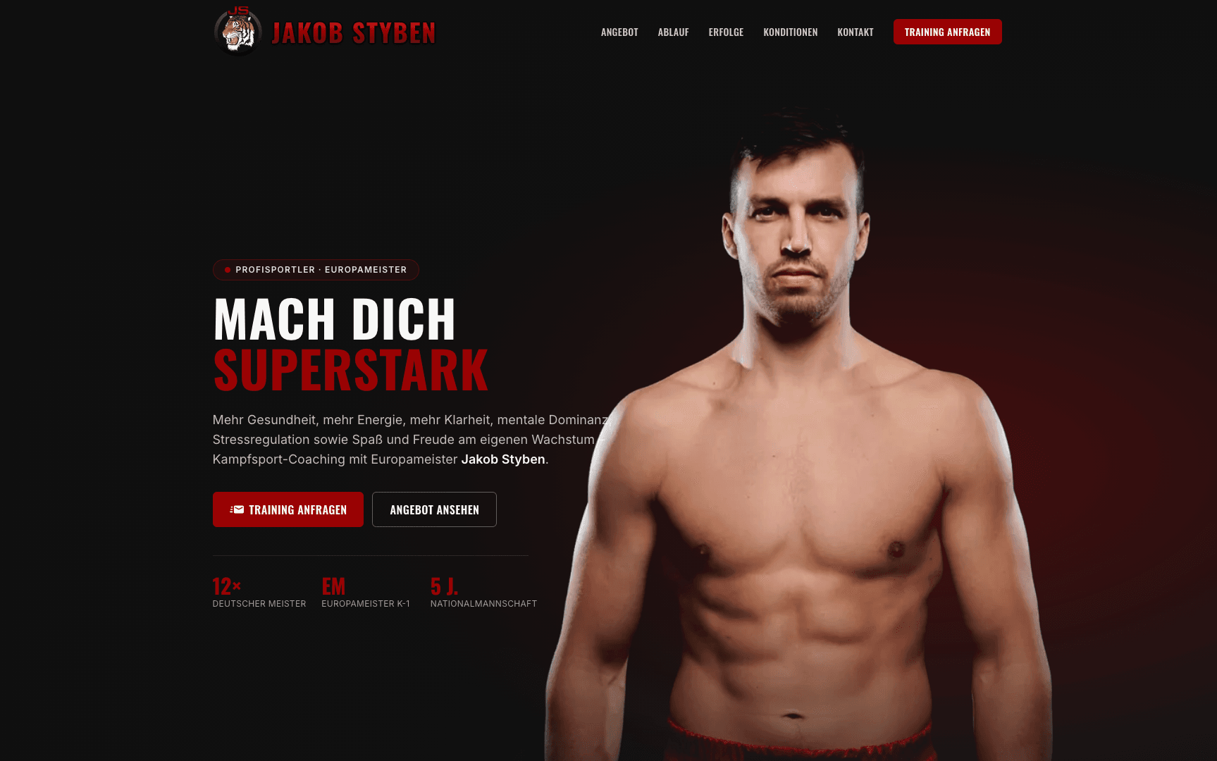 Screenshot 1: Jakob Styben – Europameister & Kampfsport-Coaching