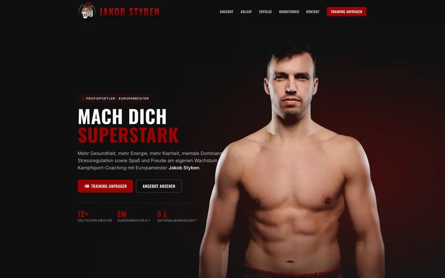 Screenshot 1: Jakob Styben – Europameister & Kampfsport-Coaching