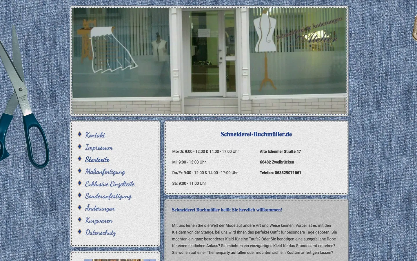 Screenshot : Schneiderei Buchmüller – Maßanfertigung Zweibrücken