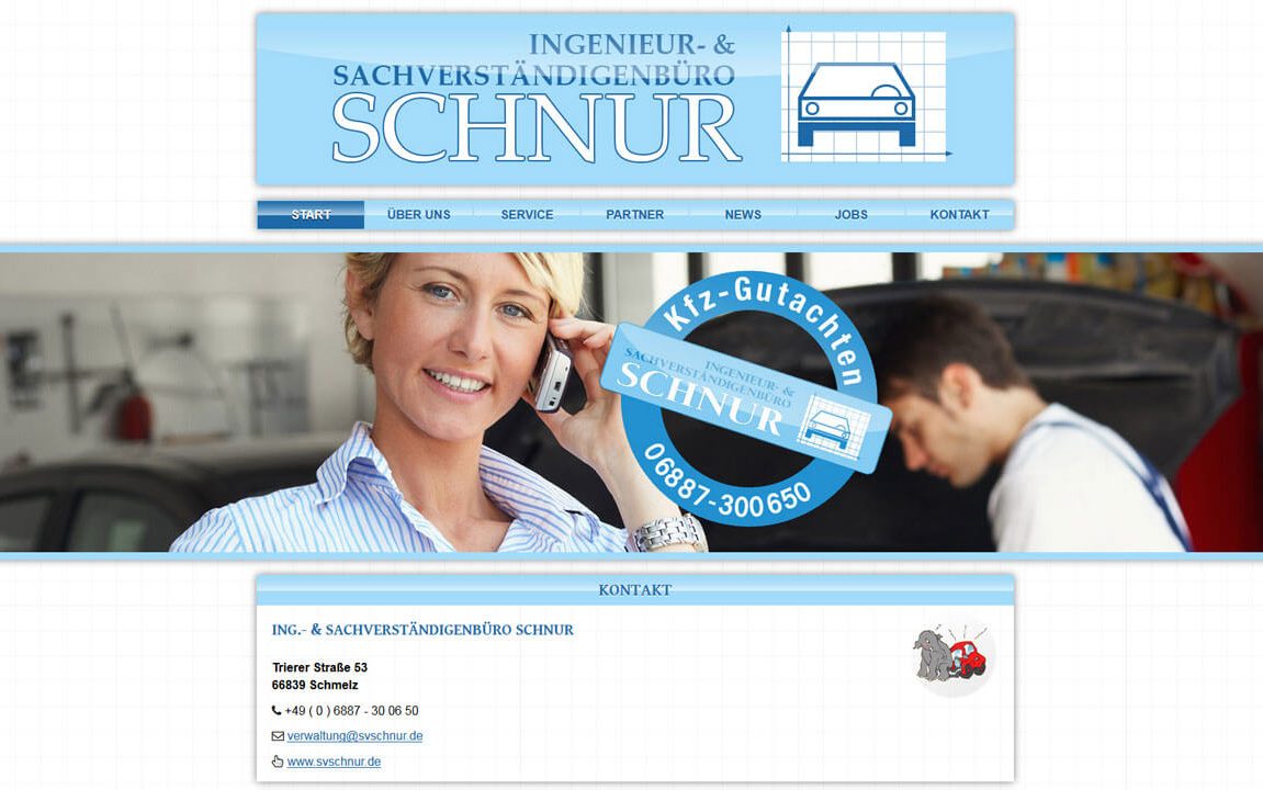 Screenshot: Ingenieur- & Sachverständigenbüro Schnur